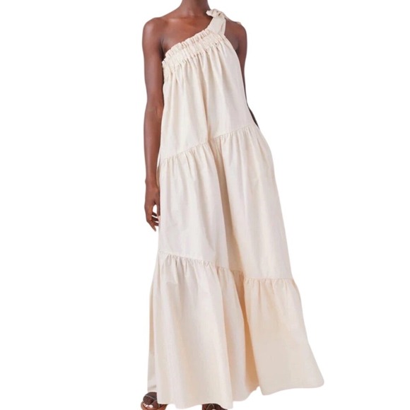 Matteau Dresses & Skirts - Xirena Maisie One Shoulder Tiered Maxi Dress Cream Cotton Size L Retail $294 EUC